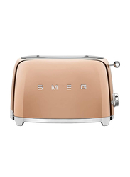 Smeg 50's Retro Style Aesthetic 2 Slice Toaster, 950W, Rose Gold