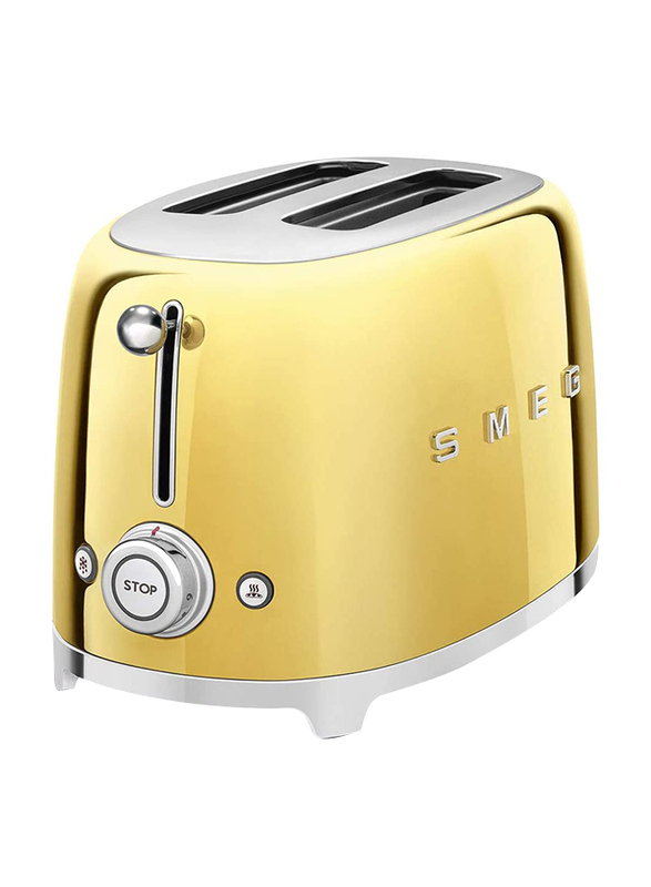 Smeg 50's Retro Style Aesthetic 2 Slice Toaster, 950W, Gold