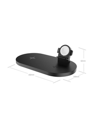 Amberjack A04 3-in-1 Multi-function Qi Standard Wireless Charger for Mobile Phones, iWatch & AirPods, Black