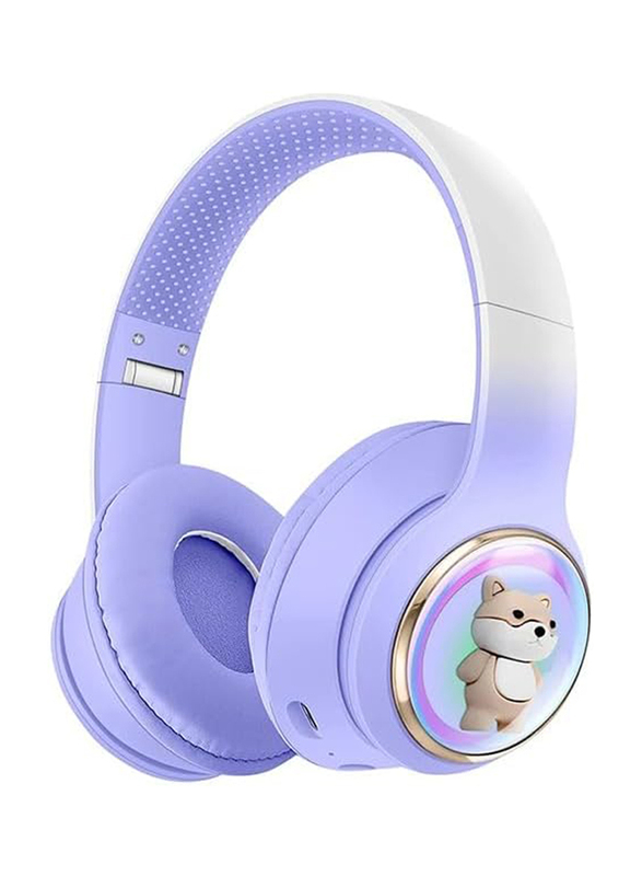 Amberjack AKZ52 Wireless/Bluetooth Music Over-Ear Gaming Headphones, Purple