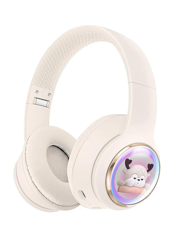 Amberjack AKZ56 Wireless/Bluetooth Music Over-Ear Gaming Headphones, White