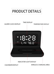 Amberjack RT1 QI Universal Multi-Function Mobile Phone Wireless Charger with Alarm Clock, Time + Calendar and Temperature Display, 10W, White