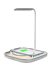 Amberjack X3 3-in-1 Wireless Charger with Table Lamp, 15W, White