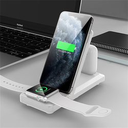 Amberjack H6 3-in-1 Portable Folding Wireless Charger for Apple iPhone, iWatch and AirPods, White