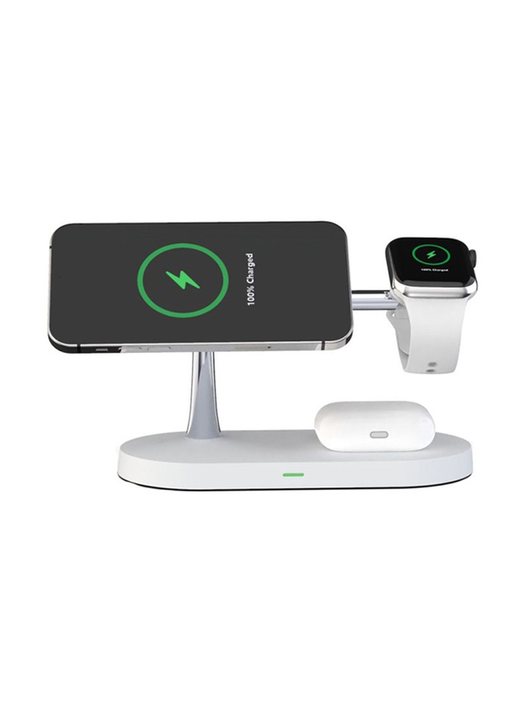 Amberjack X452 3-in-1 Multifunctional Wireless Charger with Night Light Function, 15W, White