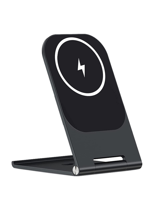 Amberjack Y56 Folding Magnetic Wireless Charging Stand for Apple iPhone 12 & Above, 15W, Black