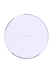 Amberjack QI Plaid Pattern Round Metal Wireless Charger, 10W, White