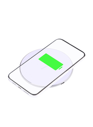 Amberjack QI Plaid Pattern Round Metal Wireless Charger, 10W, White