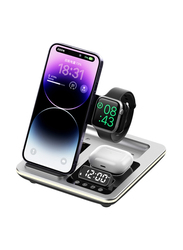 Amberjack 5-in-1 Multifunctional Foldable Wireless Charger Desktop Phone Stand, 15W, A93, Silver