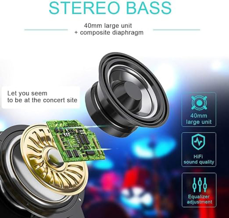 Amberjack AKZ55 Wireless/Bluetooth Over-Ear Gaming Headphones, Blue