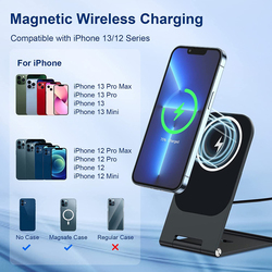 Amberjack Y56 Folding Magnetic Wireless Charging Stand for Apple iPhone 12 & Above, 15W, Black