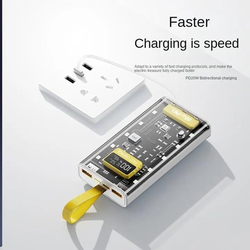 Amberjack 10000mAh Fast Charging Power Bank with Built-in Night Light & Digital Display, White