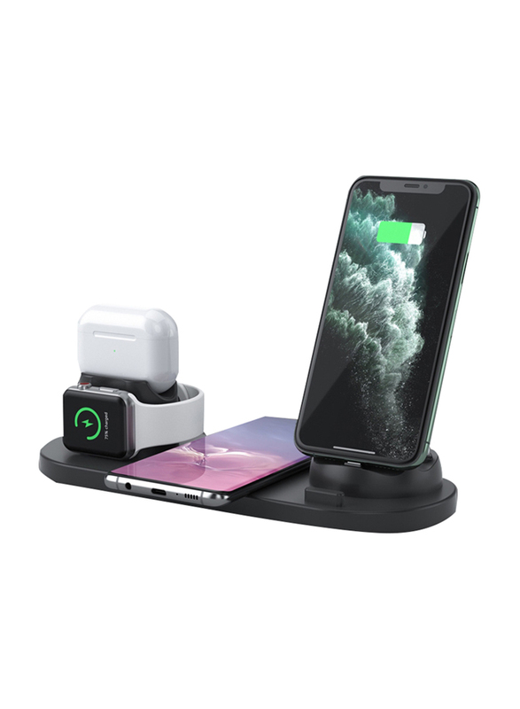 Amberjack 6-in-1 Qi Standard Wireless Charger Stand, 10W, Black
