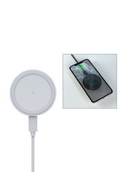 Amberjack QI Standard Round Magsafe Wireless Fast Charger, 15W , JJT-963, White