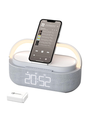 AMBERJACK Bluetooth Speaker with Digital Alarm Clock, Grey