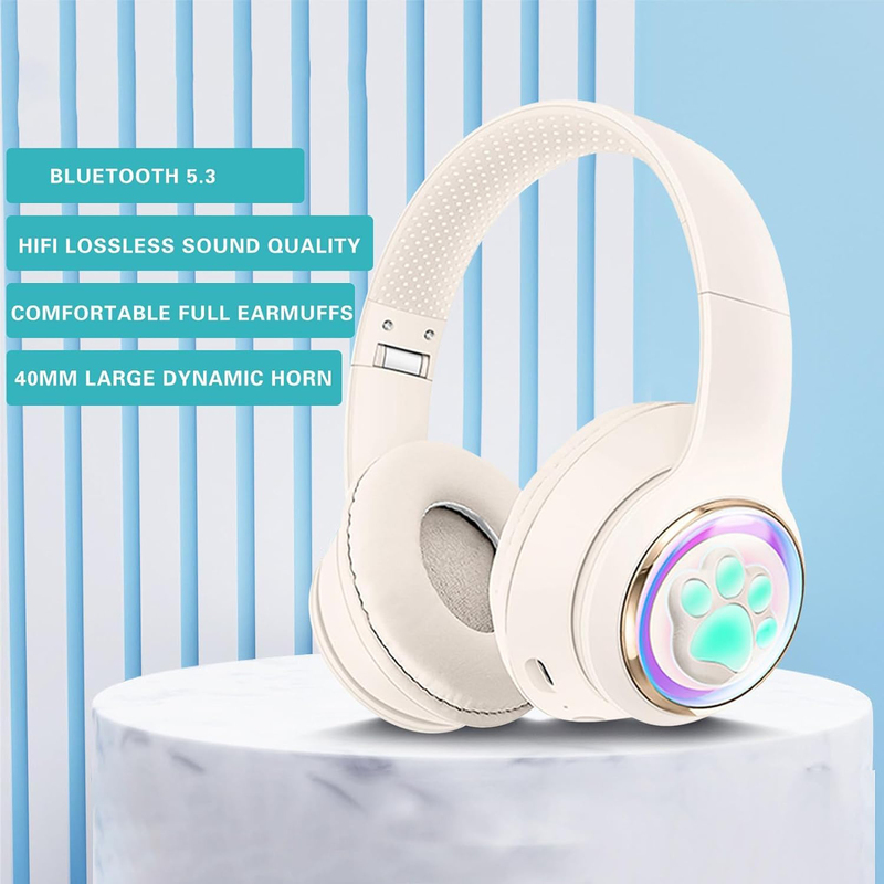 Amberjack AKZ61 Wireless/Bluetooth Over-Ear Gaming Headphones, White