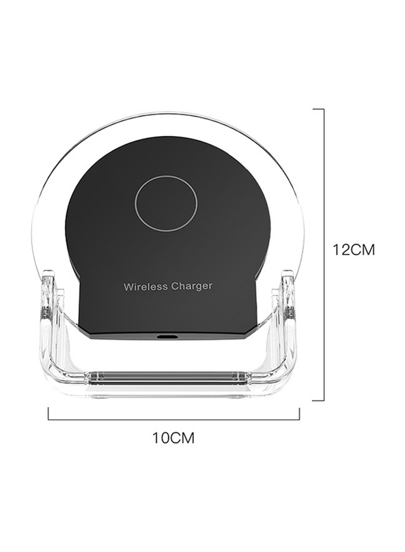 Amberjack A9199 3-in-1 Vertical LED Crystal Wireless Charger, 10W, 2 Piece, Black