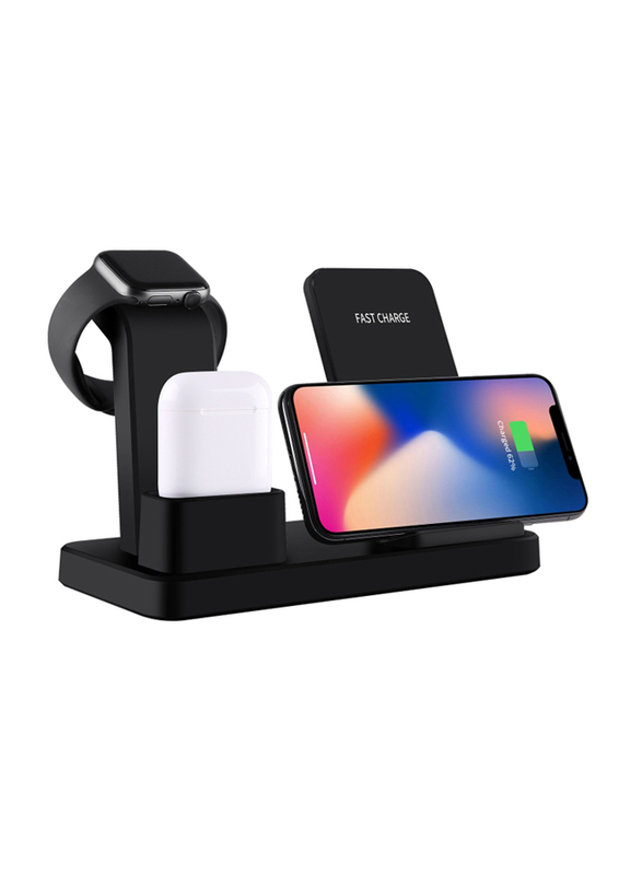 Amberjack Q12 3-in-1 Quick Wireless Charger, Black