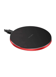 Amberjack Metal Round Wireless Smart Fast Charger for Qi Enabled Devices, 15W, Red