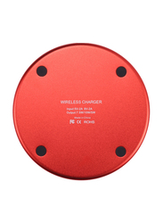 Amberjack QI Plaid Pattern Round Metal Wireless Charger, 10W, Red
