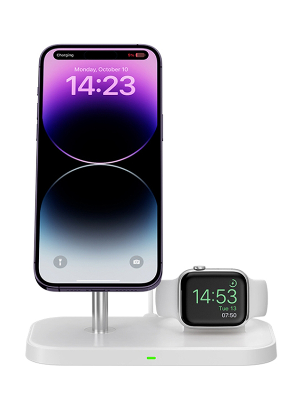 Amberjack WA21 2-in-1 Magnetic Wireless Charger Phone Holder, White