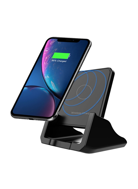 Amberjack A9189 Vertical Wireless Fast Charger with Detachable Mobile Phone Holder, 10W, Black