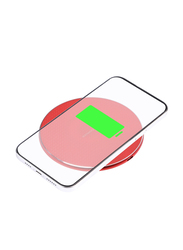 Amberjack QI Plaid Pattern Round Metal Wireless Charger, 10W, Red