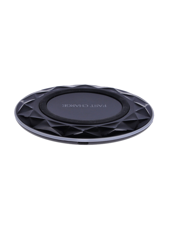 Amberjack DC5V Input Diamond Qi Standard Fast Charging Wireless Charger, Black