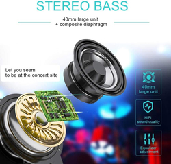 Amberjack AKZ52 Wireless/Bluetooth Music Over-Ear Gaming Headphones, Purple