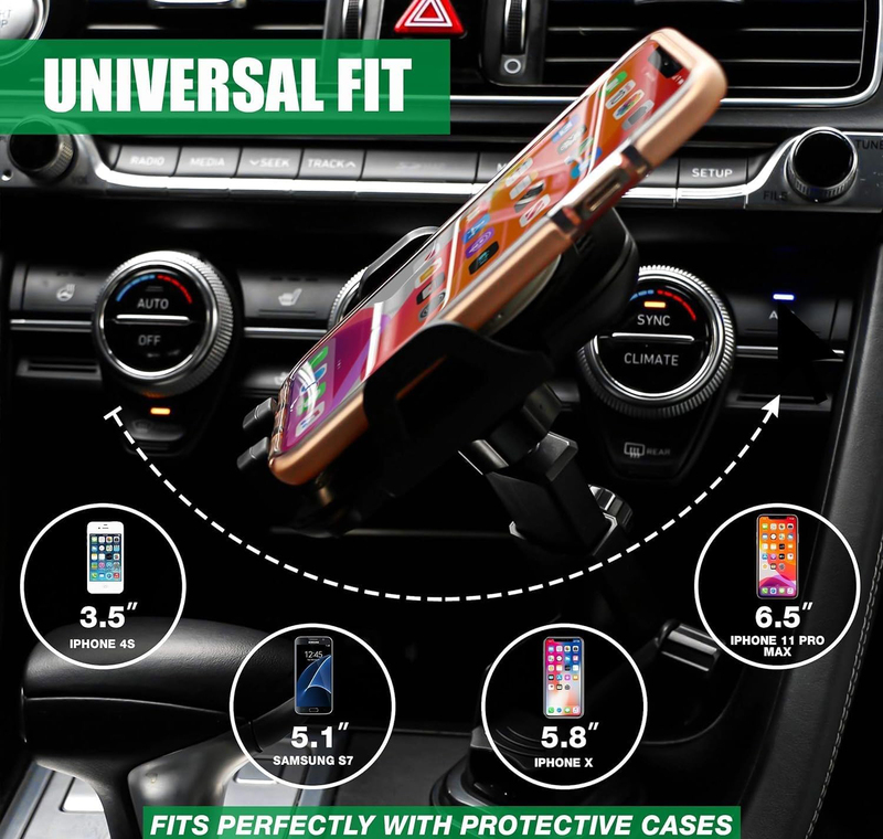 Topcore Multifunctional 360 Degree Rotatable & Retractable Car Phone Holder, Black