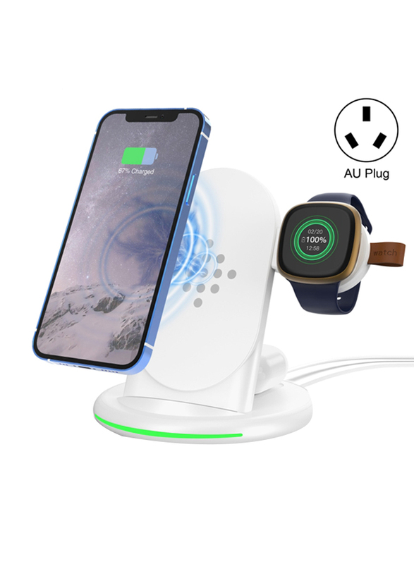 Amberjack W-02C Magnetic Vertical 3-in-1 Wireless Charger, AU Plug, White