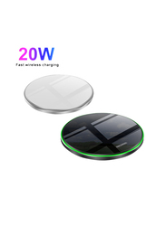 Amberjack QI Metal Mirror Ultra-thin Wireless Charger, 20W, White