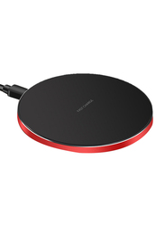 Amberjack GY-68 Ultra-Thin Aluminium Alloy Wireless Fast Charging Qi Charger Pad, Black/Red