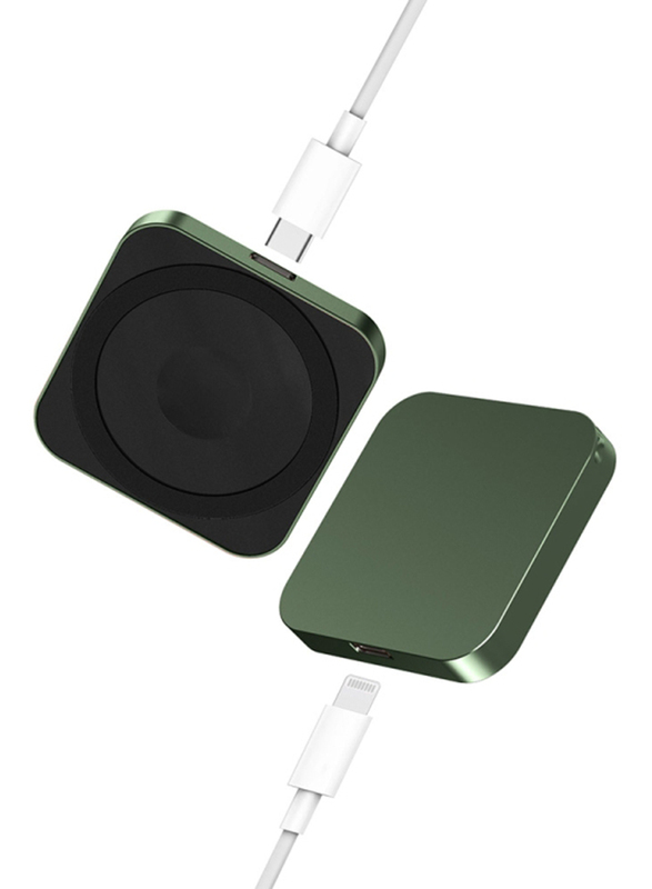 Amberjack 3-in-1 Portable Wireless Charger for Apple iPhone/AirPods/iWatch Series, Green