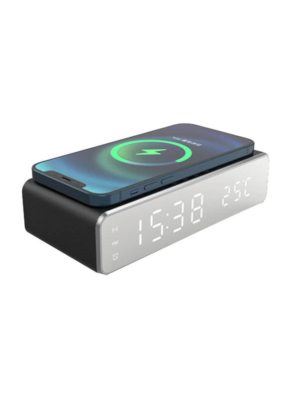 Amberjack W258 Wireless Charging with Clock, Temperature Display Desktop Phone, 5W, Black