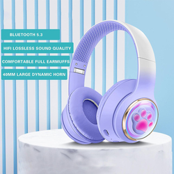 Amberjack AKZ61 Wireless/Bluetooth Over-Ear Gaming Headphones, Purple