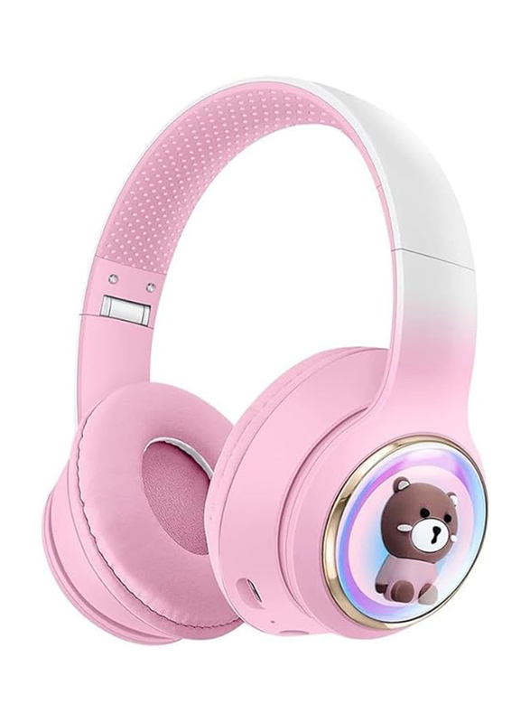 Amberjack AKZ55 Wireless/Bluetooth Over-Ear Gaming Headphones, Pink