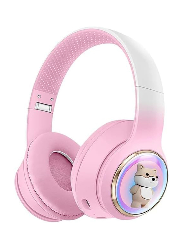 Amberjack AKZ52 Wireless/Bluetooth Music Over-Ear Gaming Headphones, Pink