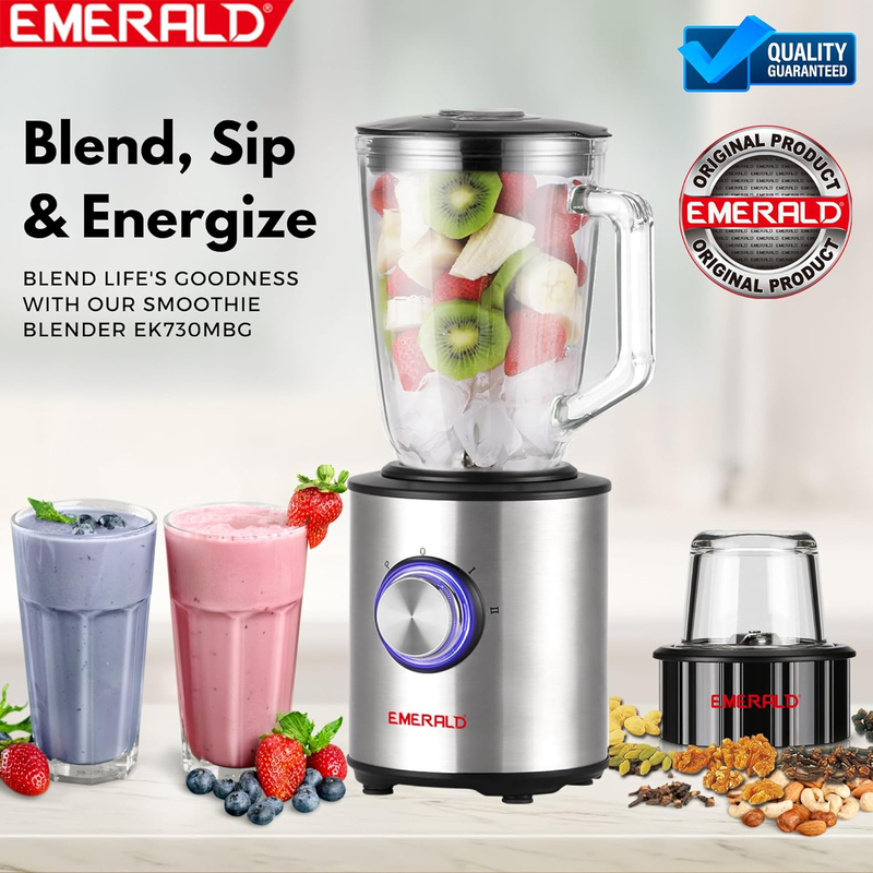 Emerald 1.5L Masterblender Duo Glass Blender, 800W, EK730MBG, Silver