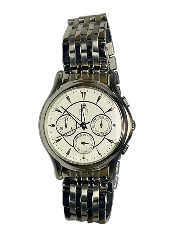 ساعة يد إليز بعقارب للرجال وسوار من الستانليس ستيل، كرونوغراف، 10-8164G، فضي - أبيض