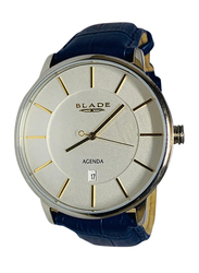 ساعة يد بليد بعقارب للرجال وسوار من الجلد، 20-3356G، أزرق - أبيض
