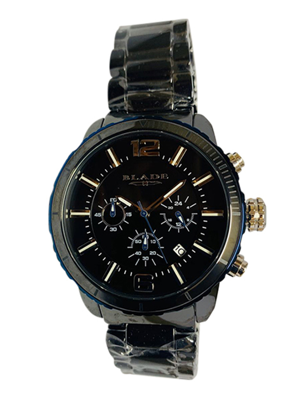 ساعة يد بليد بعقارب للرجال وسوار من الستانليس ستيل، كرونوغراف، 30-3352G، أسود - أسود