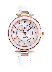 JC Analog Watch for Women with Leather Band, 1059, White