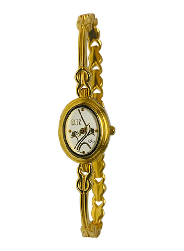 ساعة يد إليز بعقارب للنساء وسوار ستانلس ستيل، 25-6902L، ذهبي - أبيض