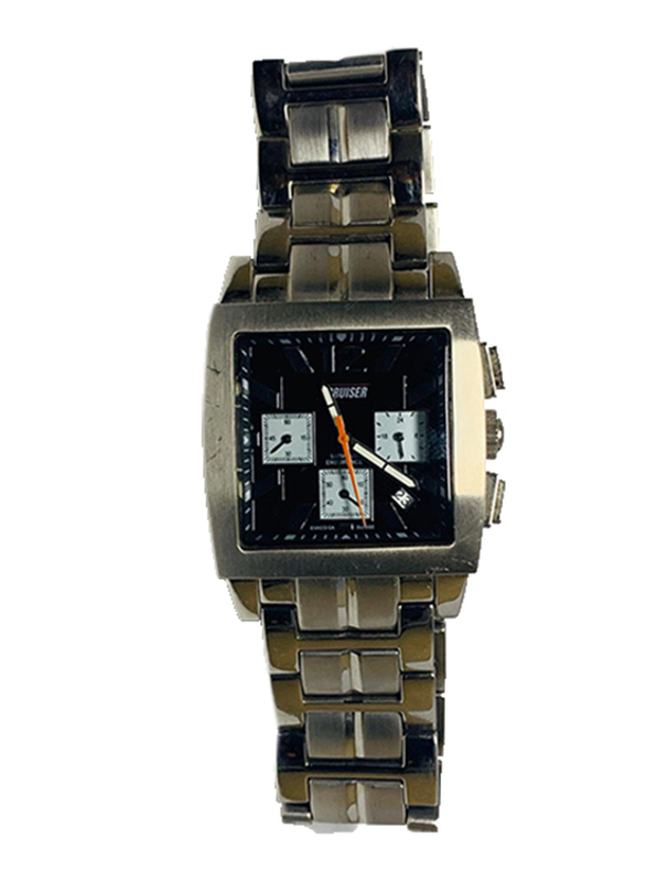 ساعة يد كروزر بعقارب للرجال وسوار ستانلس ستيل، كرونوغراف، C6192G، فضي - أسود