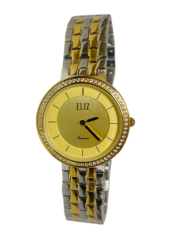 Eliz Analog Watch for Women with Stainless Steel Band, 75-8435L, Gold