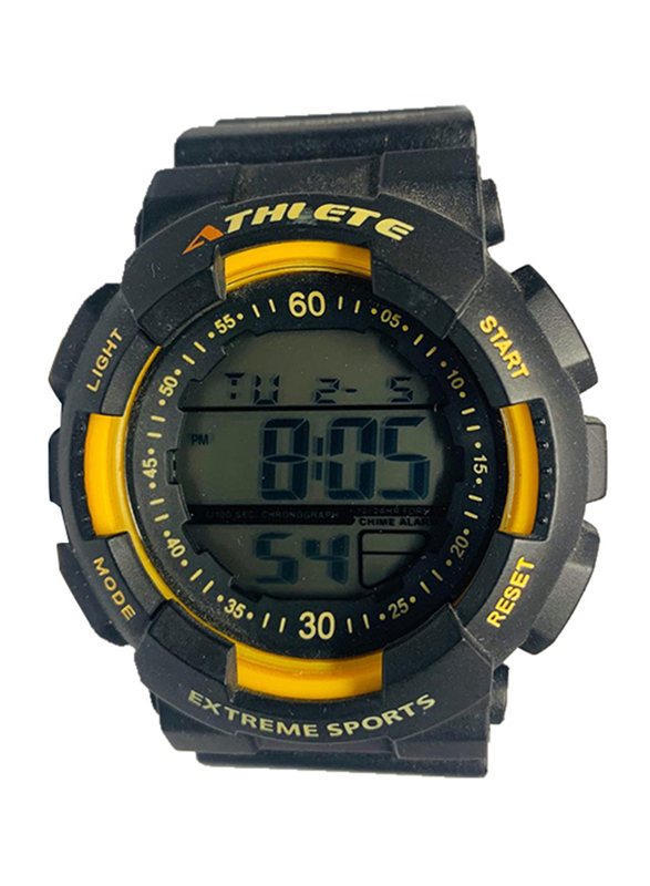 Eliz Digital Watch for Men with Silicone Band, 90-8112G, Black