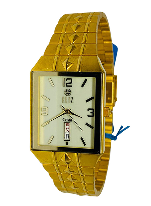 ساعة يد إليز بعقارب للرجال وسوار من الستانليس ستيل، 20-8145G، ذهبي - أبيض