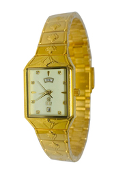 Eliz Analog Watch for Women with Stainless Steel Band, 25-8415L, Gold-White