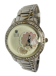 Eliz Analog Watch for Women with Stainless Steel Band, 75-8217, Silver-Off White